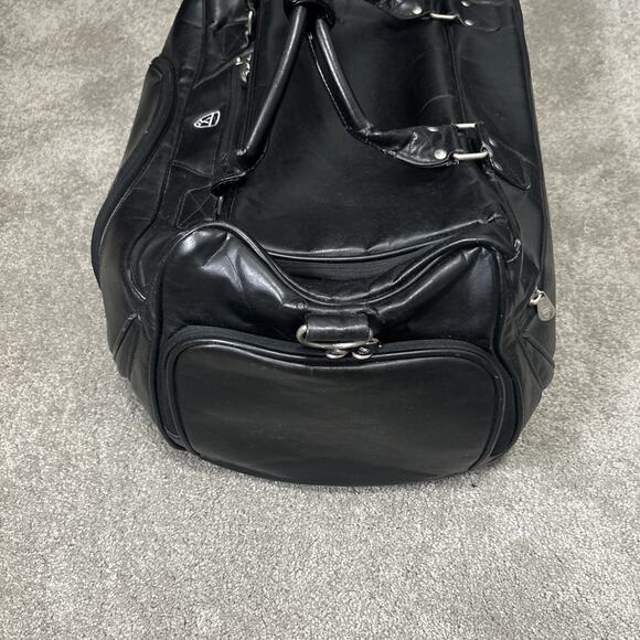 VTG Leather Nike Golf Weekender Duffel Bag Black Large - Picture 5 of 16